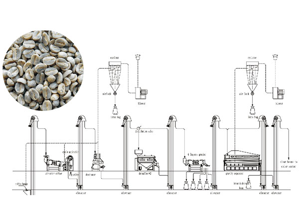 flow chart of coffee bean cleaning line
